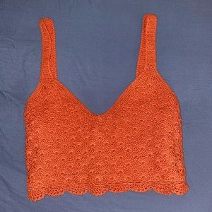 Orange knit crop top